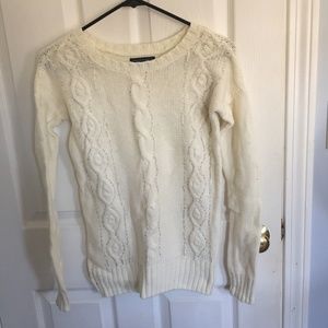 American Eagle White Sequin Sweater